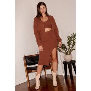 Lulus More The Merrier Rust Red Knit Three-piece Sweater Dress - Size S